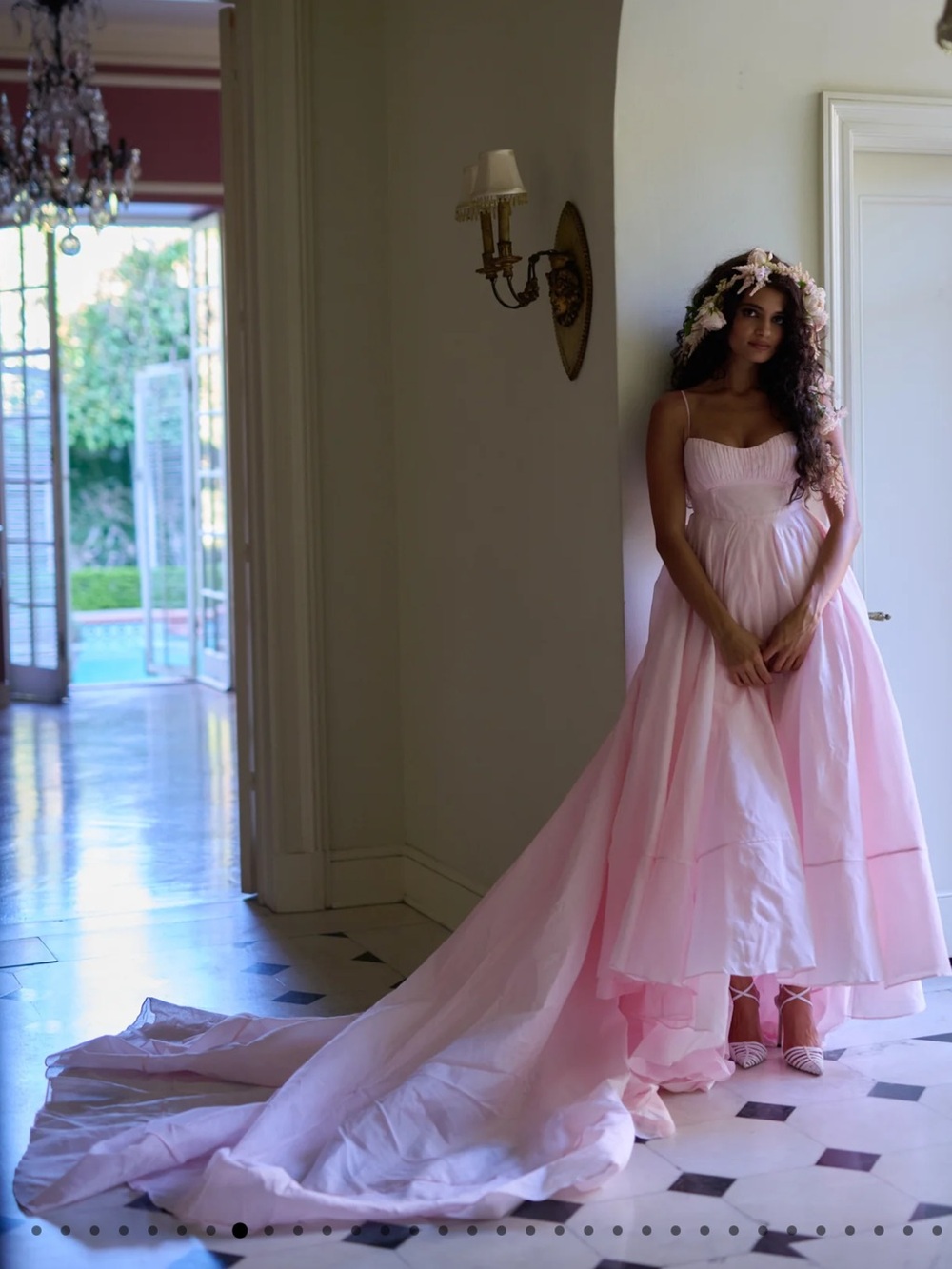 selkie pale pink the baby soft roman holiday maxi long train gown dress XS NEW